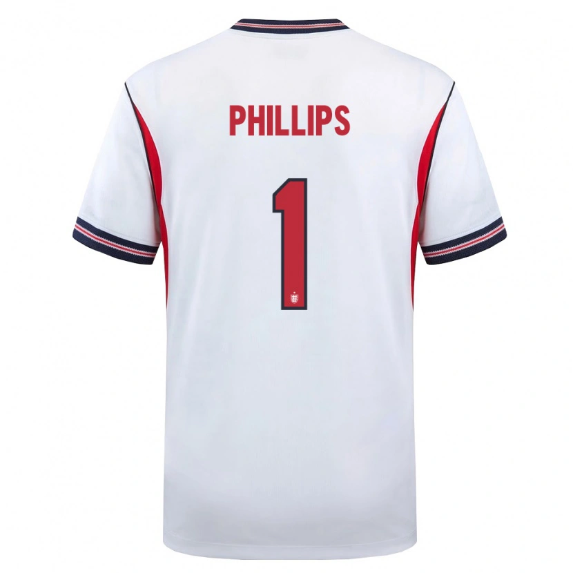 Danxen Mujer Camiseta Inglaterra Charlie Phillips #1 Blanco Marino Rojo 1ª Equipación 26-28 La Camisa México