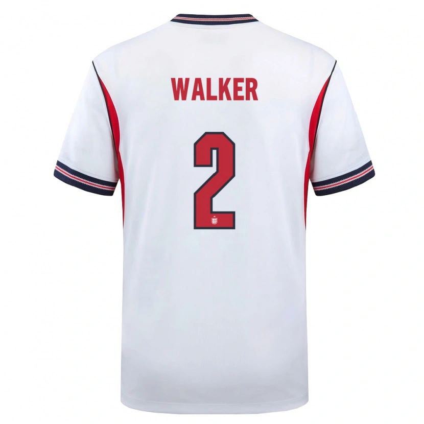 Danxen Mujer Camiseta Inglaterra Kyle Walker #2 Blanco Marino Rojo 1ª Equipación 26-28 La Camisa México