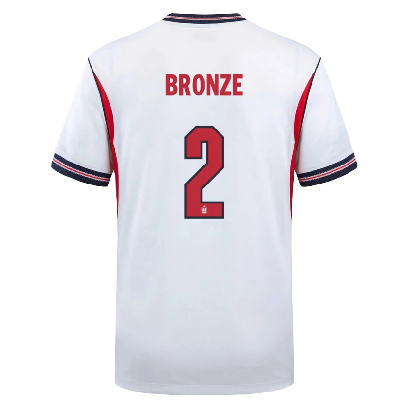Danxen Mujer Camiseta Inglaterra Lucy Bronze #2 Blanco Marino Rojo 1ª Equipación 26-28 La Camisa México