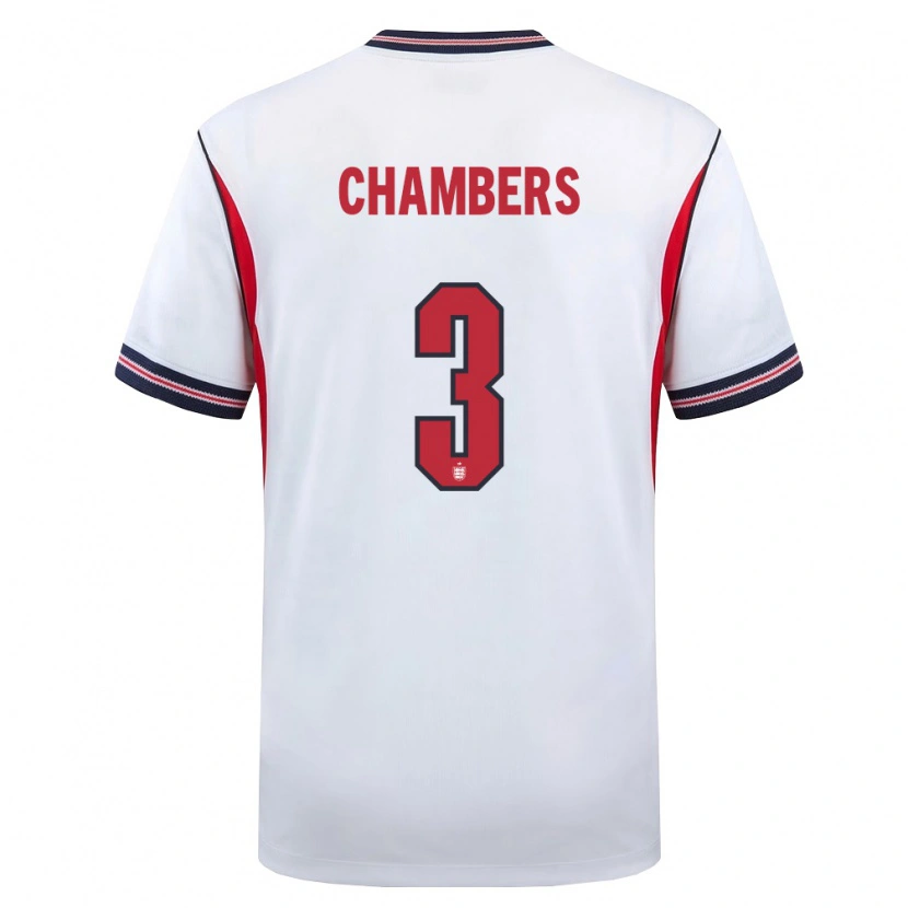 Danxen Mujer Camiseta Inglaterra Luke Chambers #3 Blanco Marino Rojo 1ª Equipación 26-28 La Camisa México