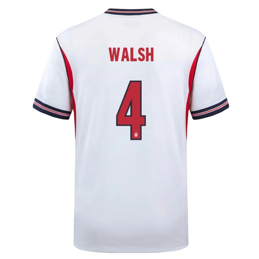 Danxen Mujer Camiseta Inglaterra Keira Walsh #4 Blanco Marino Rojo 1ª Equipación 26-28 La Camisa México