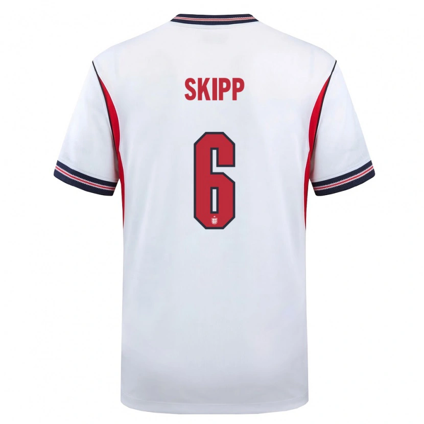 Danxen Mujer Camiseta Inglaterra Oliver Skipp #6 Blanco Marino Rojo 1ª Equipación 26-28 La Camisa México