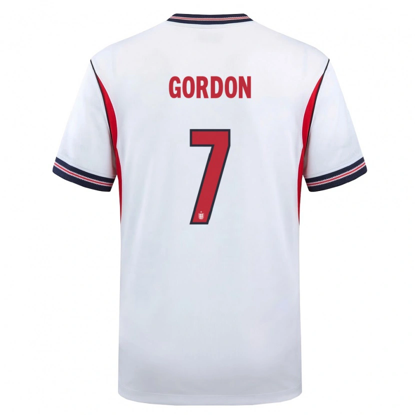Danxen Mujer Camiseta Inglaterra Kaide Gordon #7 Blanco Marino Rojo 1ª Equipación 26-28 La Camisa México