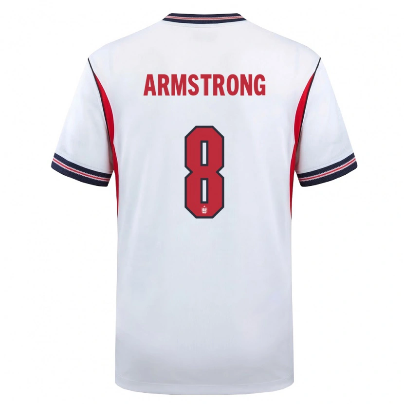 Danxen Mujer Camiseta Inglaterra Harrison Armstrong #8 Blanco Marino Rojo 1ª Equipación 26-28 La Camisa México