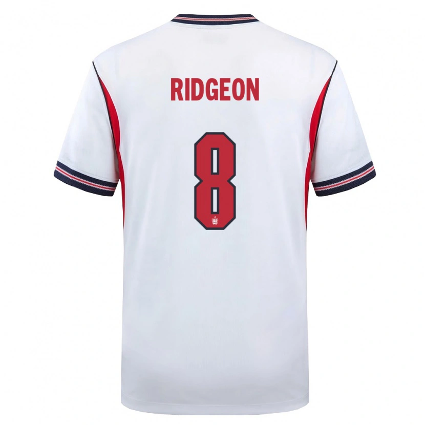 Danxen Mujer Camiseta Inglaterra Seth Ridgeon #8 Blanco Marino Rojo 1ª Equipación 26-28 La Camisa México