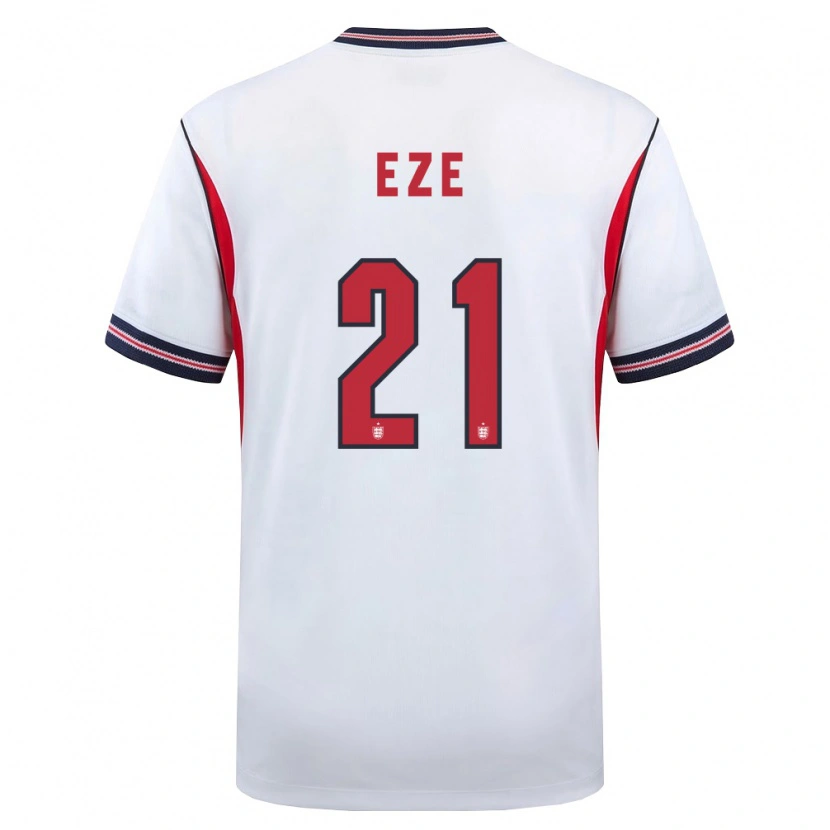 Danxen Mujer Camiseta Inglaterra Eberechi Eze #21 Blanco Marino Rojo 1ª Equipación 26-28 La Camisa México