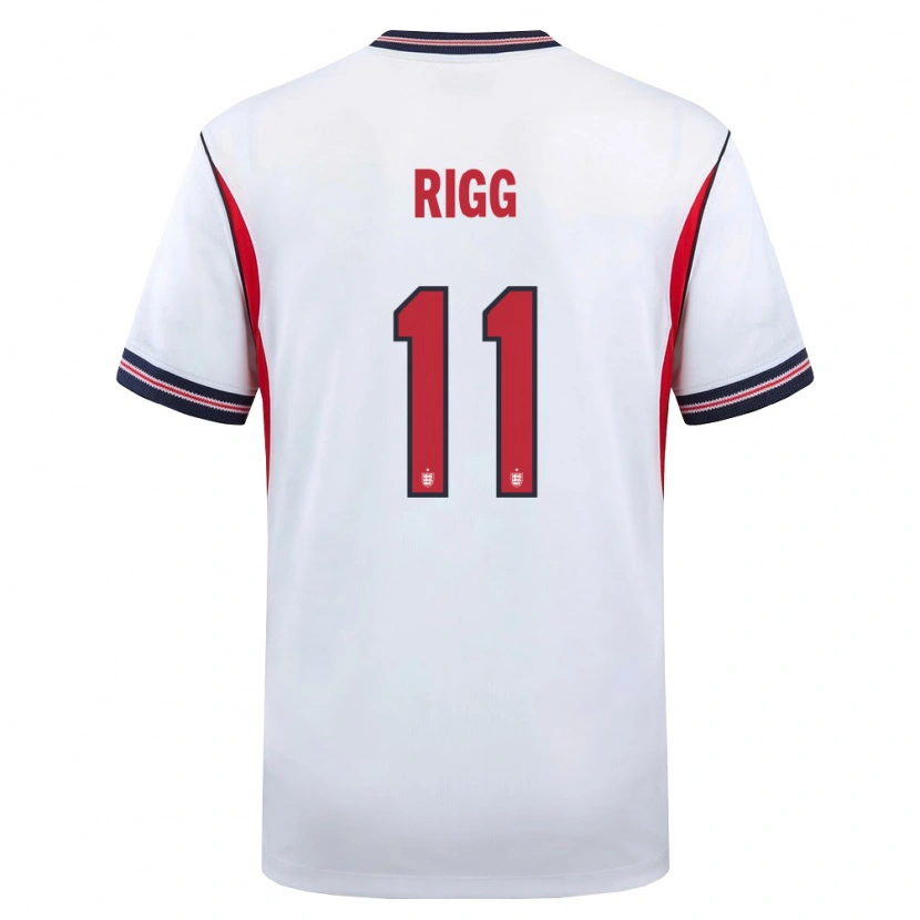 Danxen Mujer Camiseta Inglaterra Chris Rigg #11 Blanco Marino Rojo 1ª Equipación 26-28 La Camisa México
