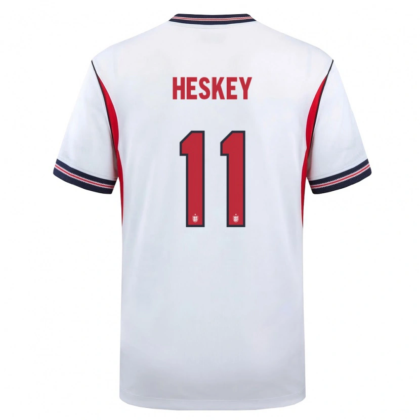 Danxen Mujer Camiseta Inglaterra Reigan Heskey #11 Blanco Marino Rojo 1ª Equipación 26-28 La Camisa México
