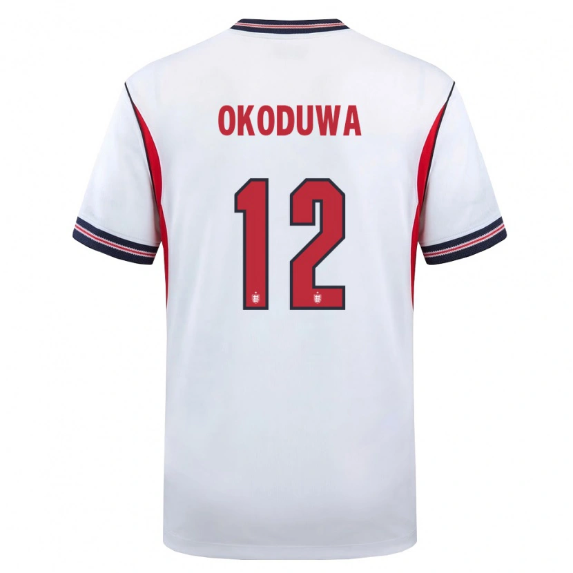 Danxen Mujer Camiseta Inglaterra Wesley Okoduwa #12 Blanco Marino Rojo 1ª Equipación 26-28 La Camisa México
