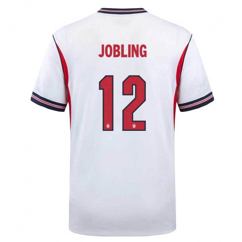 Danxen Mujer Camiseta Inglaterra George Jobling #12 Blanco Marino Rojo 1ª Equipación 26-28 La Camisa México