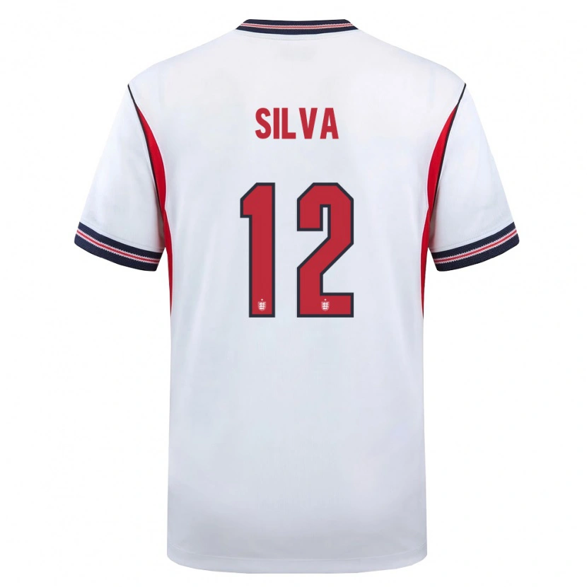Danxen Mujer Camiseta Inglaterra Iago Silva #12 Blanco Marino Rojo 1ª Equipación 26-28 La Camisa México