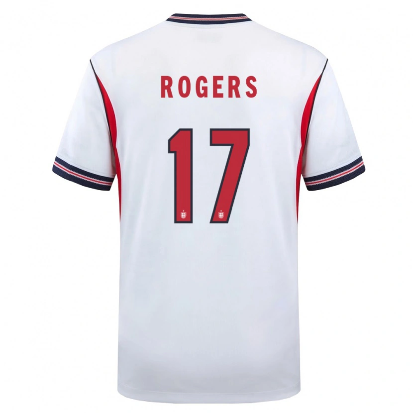 Danxen Mujer Camiseta Inglaterra Morgan Rogers #17 Blanco Marino Rojo 1ª Equipación 26-28 La Camisa México