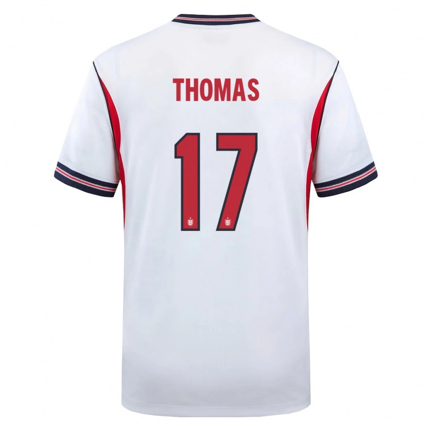 Danxen Mujer Camiseta Inglaterra Luke Thomas #17 Blanco Marino Rojo 1ª Equipación 26-28 La Camisa México