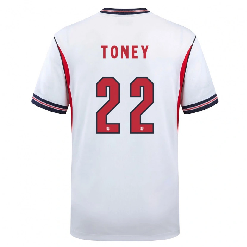 Danxen Mujer Camiseta Inglaterra Ivan Toney #22 Blanco Marino Rojo 1ª Equipación 26-28 La Camisa México