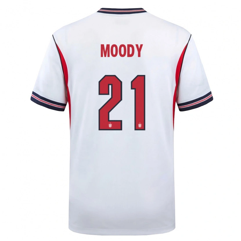 Danxen Mujer Camiseta Inglaterra Dylan Moody #21 Blanco Marino Rojo 1ª Equipación 26-28 La Camisa México