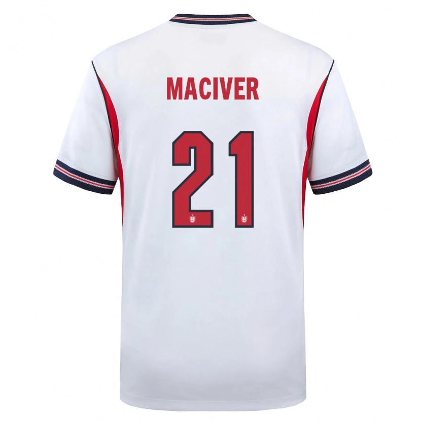 Danxen Mujer Camiseta Inglaterra Sandy Maciver #21 Blanco Marino Rojo 1ª Equipación 26-28 La Camisa México