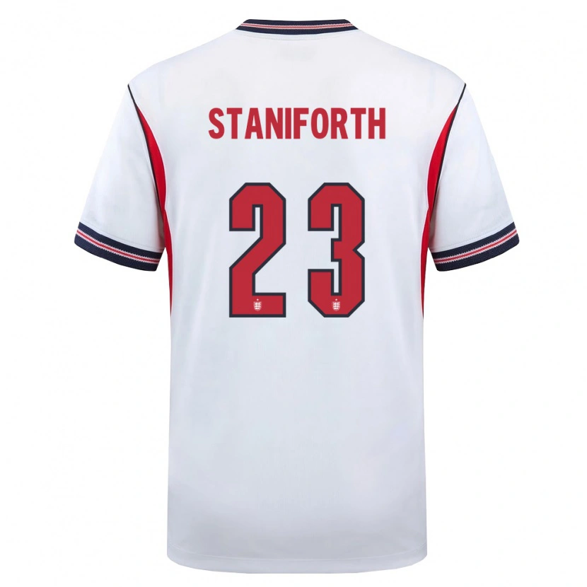 Danxen Mujer Camiseta Inglaterra Lucy Staniforth #23 Blanco Marino Rojo 1ª Equipación 26-28 La Camisa México