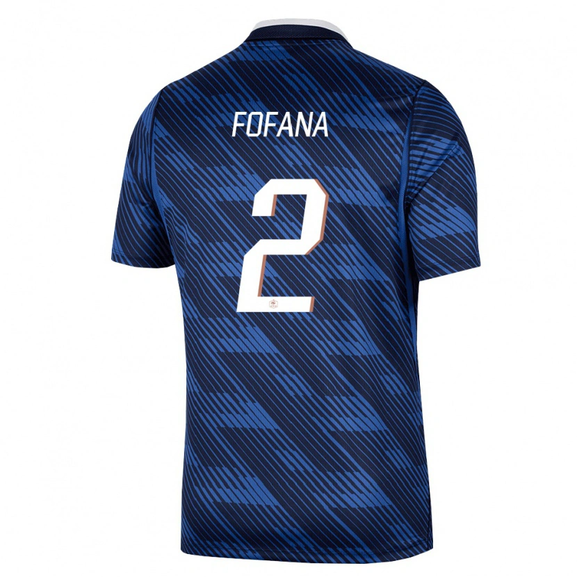 Danxen Mujer Camiseta Francia Wesley Fofana #2 Marino Azul Blanco 1ª Equipación 26-28 La Camisa México