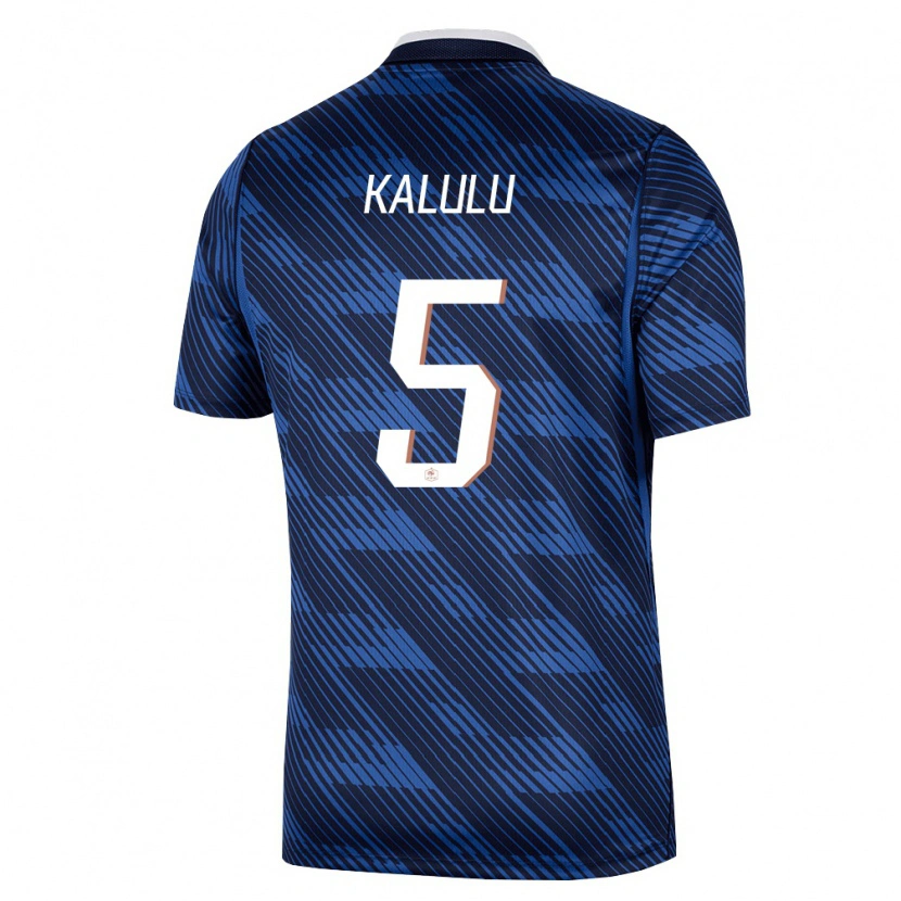 Danxen Mujer Camiseta Francia Pierre Kalulu #5 Marino Azul Blanco 1ª Equipación 26-28 La Camisa México