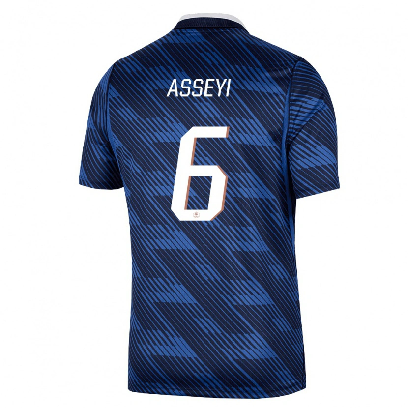 Danxen Mujer Camiseta Francia Viviane Asseyi #6 Marino Azul Blanco 1ª Equipación 26-28 La Camisa México