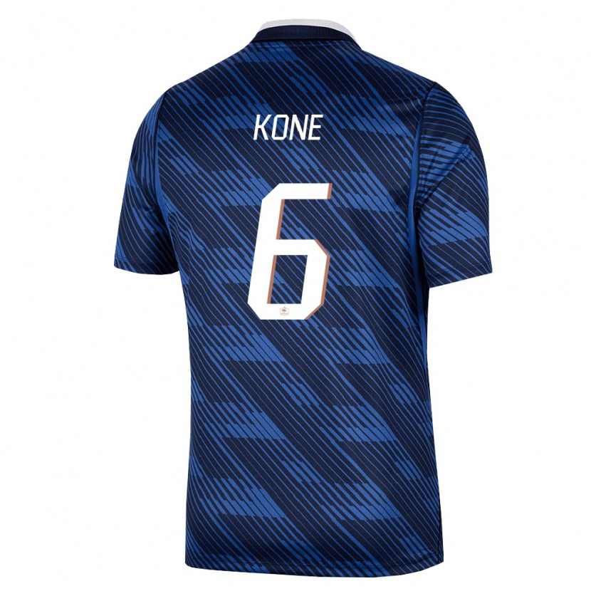 Danxen Mujer Camiseta Francia Manu Koné #6 Marino Azul Blanco 1ª Equipación 26-28 La Camisa México