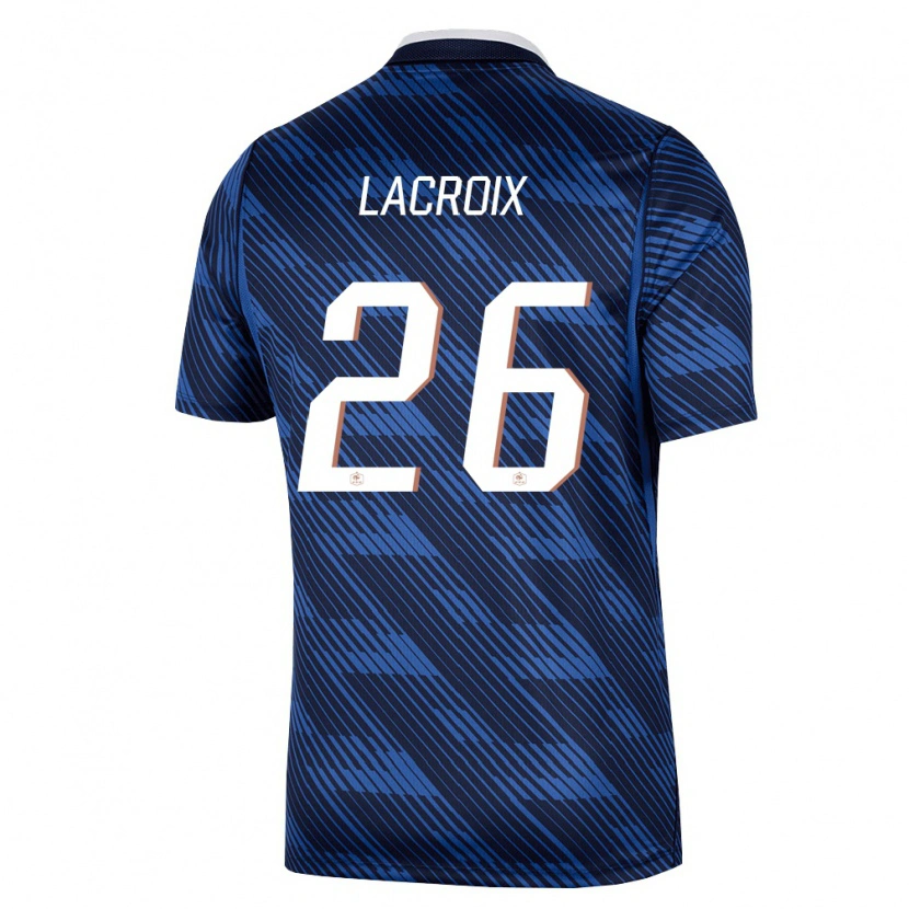Danxen Mujer Camiseta Francia Maxence Lacroix #26 Marino Azul Blanco 1ª Equipación 26-28 La Camisa México