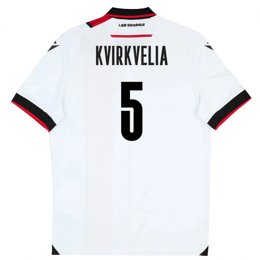 Danxen Mujer Camiseta Georgia Solomon Kvirkvelia #5 Blanco Negro Rojo 1ª Equipación 26-28 La Camisa México