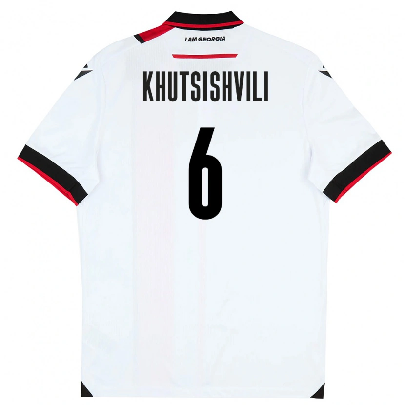 Danxen Mujer Camiseta Georgia Lasha Khutsishvili #6 Blanco Negro Rojo 1ª Equipación 26-28 La Camisa México
