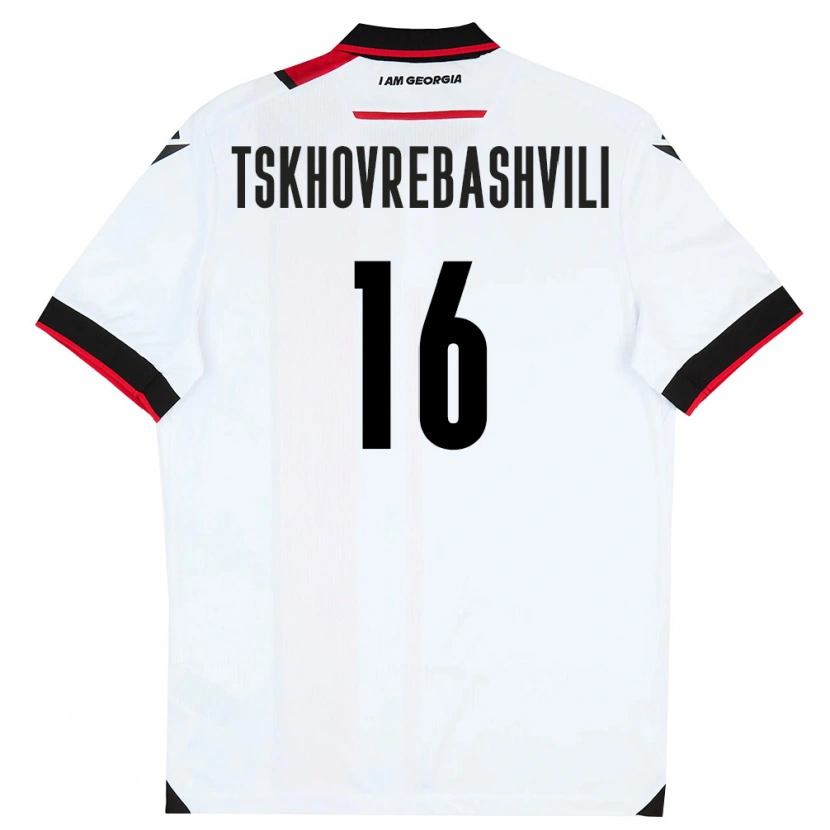 Danxen Mujer Camiseta Georgia Nikoloz Tskhovrebashvili #16 Blanco Negro Rojo 1ª Equipación 26-28 La Camisa México