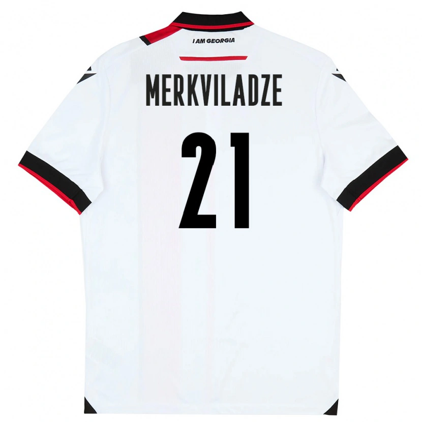 Danxen Mujer Camiseta Georgia Dachi Merkviladze #21 Blanco Negro Rojo 1ª Equipación 26-28 La Camisa México