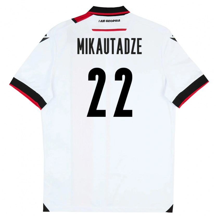 Danxen Mujer Camiseta Georgia Georges Mikautadze #22 Blanco Negro Rojo 1ª Equipación 26-28 La Camisa México