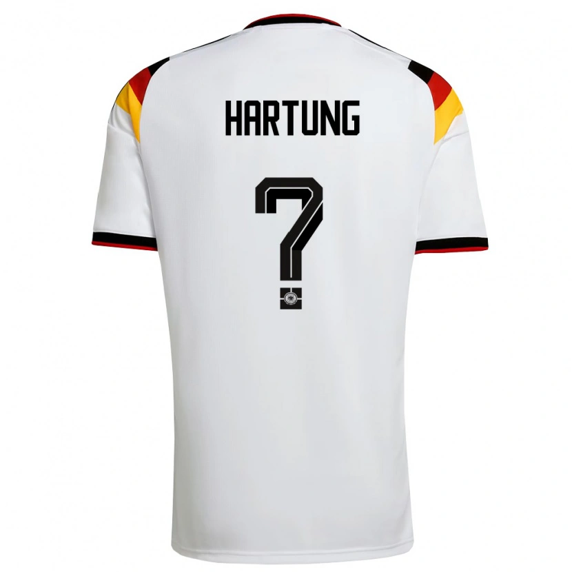 Danxen Mujer Camiseta Alemania Nick Hartung #0 Blanco Negro Rojo 1ª Equipación 26-28 La Camisa México