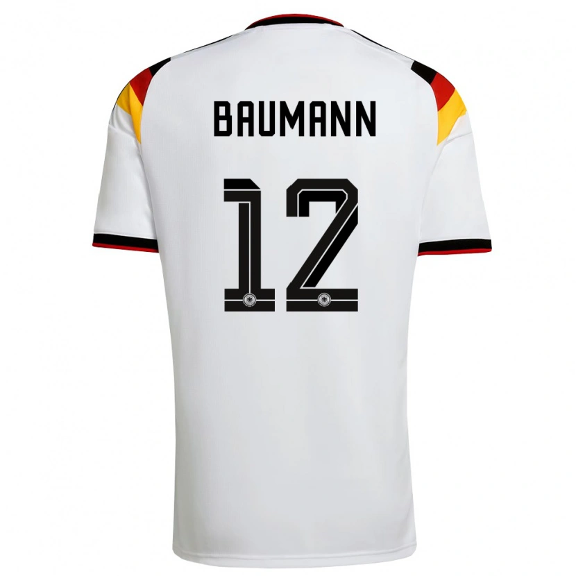 Danxen Mujer Camiseta Alemania Oliver Baumann #12 Blanco Negro Rojo 1ª Equipación 26-28 La Camisa México