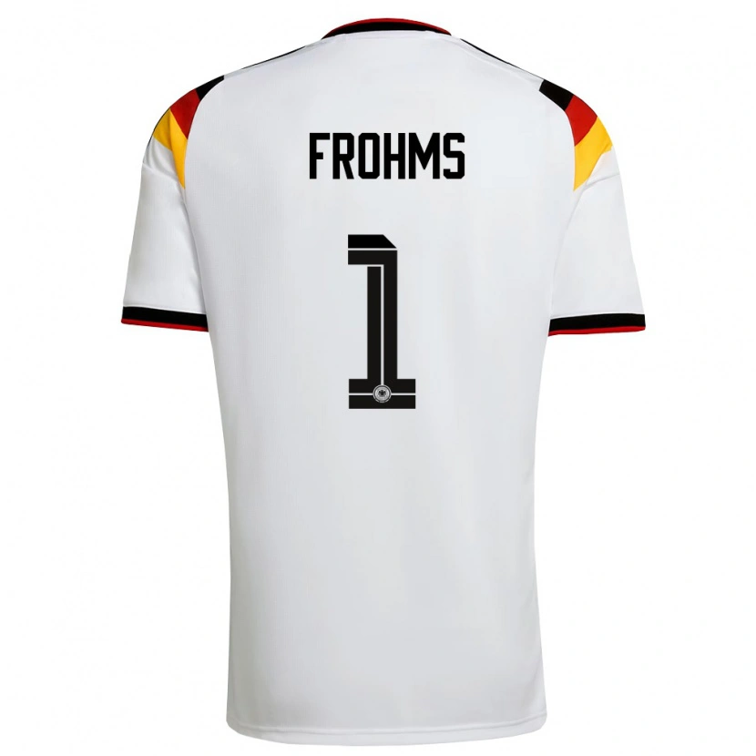 Danxen Mujer Camiseta Alemania Merle Frohms #1 Blanco Negro Rojo 1ª Equipación 26-28 La Camisa México
