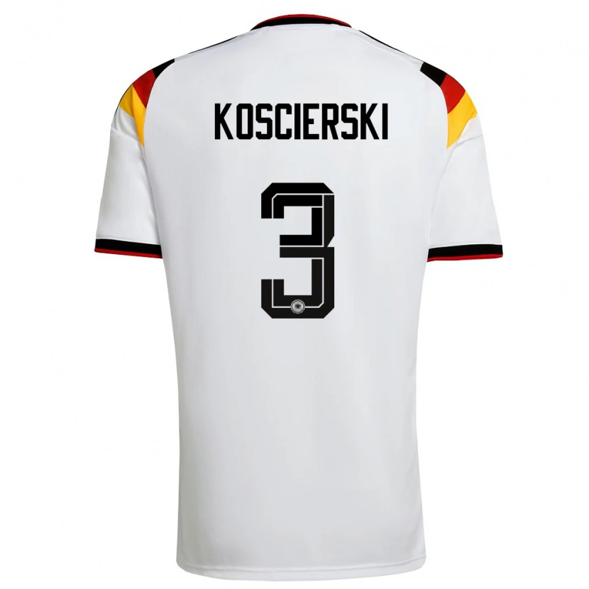 Danxen Mujer Camiseta Alemania Kacper Koscierski #3 Blanco Negro Rojo 1ª Equipación 26-28 La Camisa México