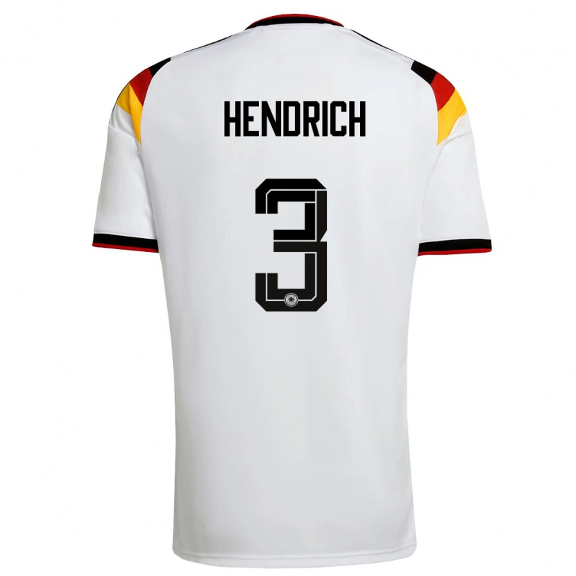 Danxen Mujer Camiseta Alemania Kathrin Hendrich #3 Blanco Negro Rojo 1ª Equipación 26-28 La Camisa México