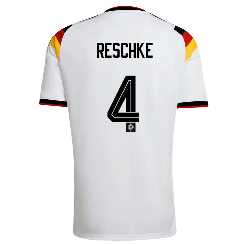 Danxen Mujer Camiseta Alemania Gianluca Reschke #4 Blanco Negro Rojo 1ª Equipación 26-28 La Camisa México