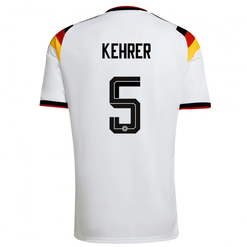 Danxen Mujer Camiseta Alemania Thilo Kehrer #5 Blanco Negro Rojo 1ª Equipación 26-28 La Camisa México