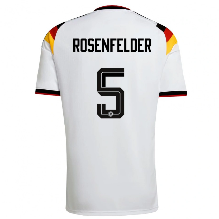 Danxen Mujer Camiseta Alemania Max Rosenfelder #5 Blanco Negro Rojo 1ª Equipación 26-28 La Camisa México