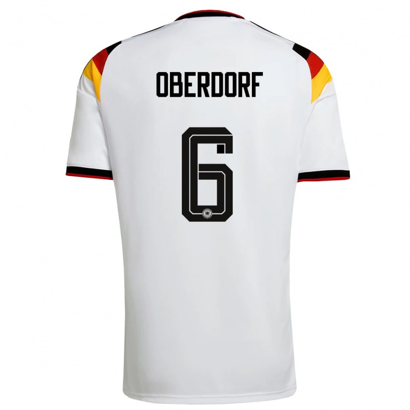 Danxen Mujer Camiseta Alemania Lena Oberdorf #6 Blanco Negro Rojo 1ª Equipación 26-28 La Camisa México