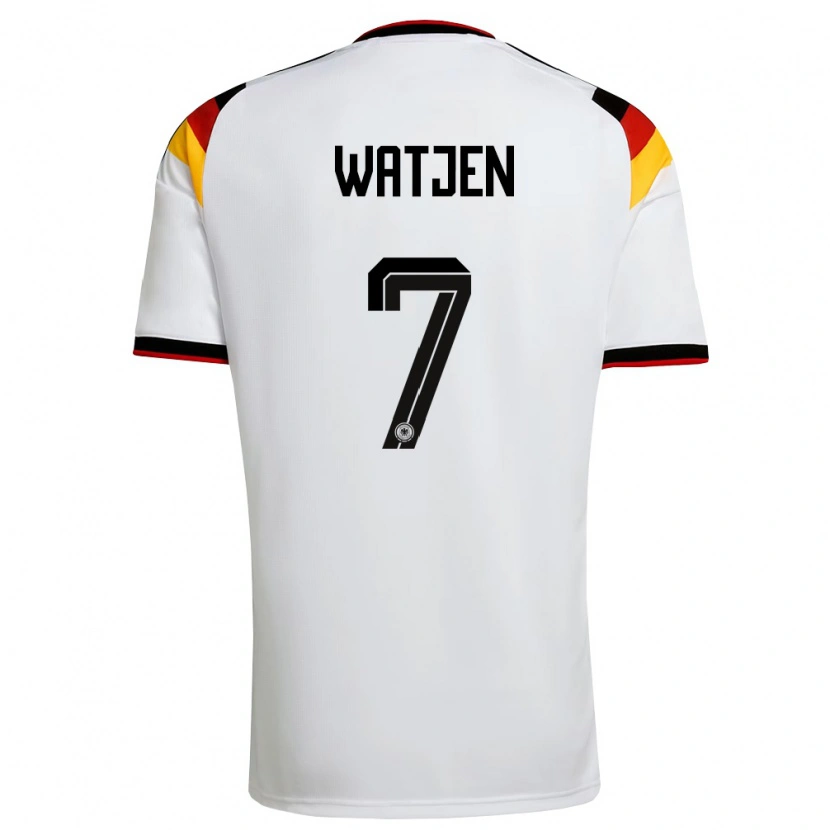 Danxen Mujer Camiseta Alemania Kjell Wätjen #7 Blanco Negro Rojo 1ª Equipación 26-28 La Camisa México