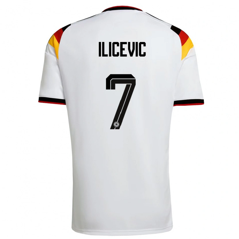 Danxen Mujer Camiseta Alemania Niko Ilicevic #7 Blanco Negro Rojo 1ª Equipación 26-28 La Camisa México
