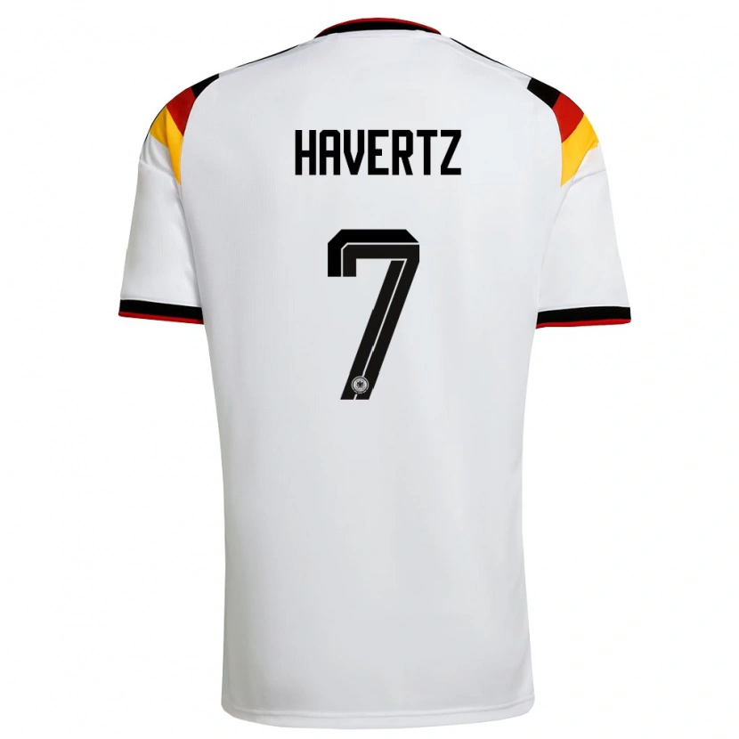 Danxen Mujer Camiseta Alemania Kai Havertz #7 Blanco Negro Rojo 1ª Equipación 26-28 La Camisa México