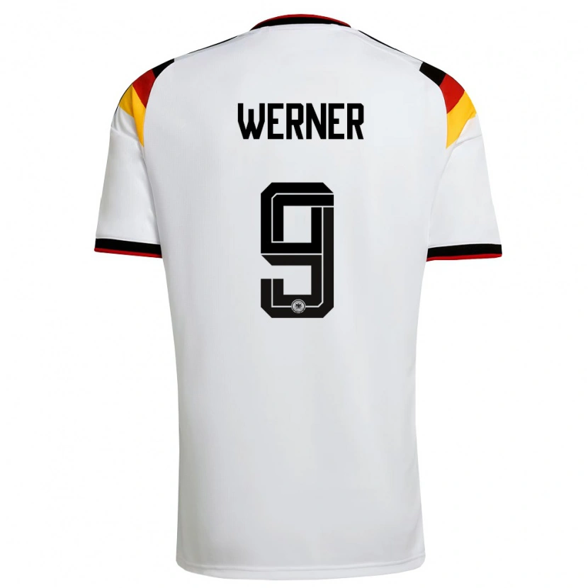 Danxen Mujer Camiseta Alemania Timo Werner #9 Blanco Negro Rojo 1ª Equipación 26-28 La Camisa México