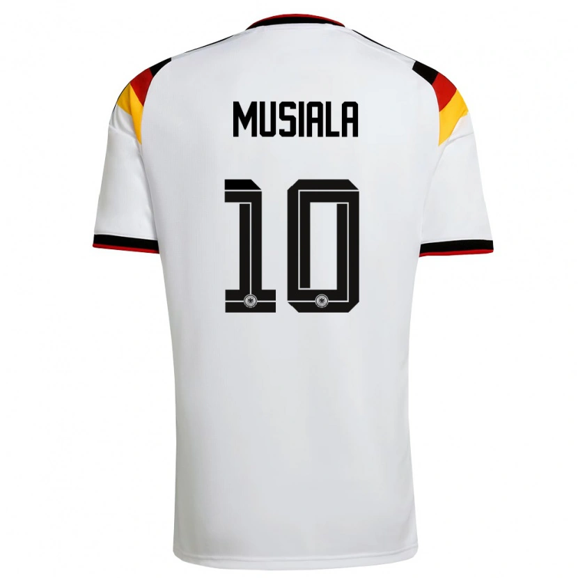Danxen Mujer Camiseta Alemania Jamal Musiala #10 Blanco Negro Rojo 1ª Equipación 26-28 La Camisa México