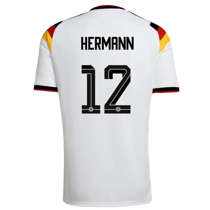 Danxen Mujer Camiseta Alemania Hannes Hermann #12 Blanco Negro Rojo 1ª Equipación 26-28 La Camisa México