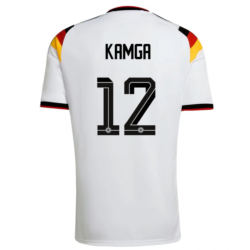 Danxen Mujer Camiseta Alemania Enis Kamga #12 Blanco Negro Rojo 1ª Equipación 26-28 La Camisa México