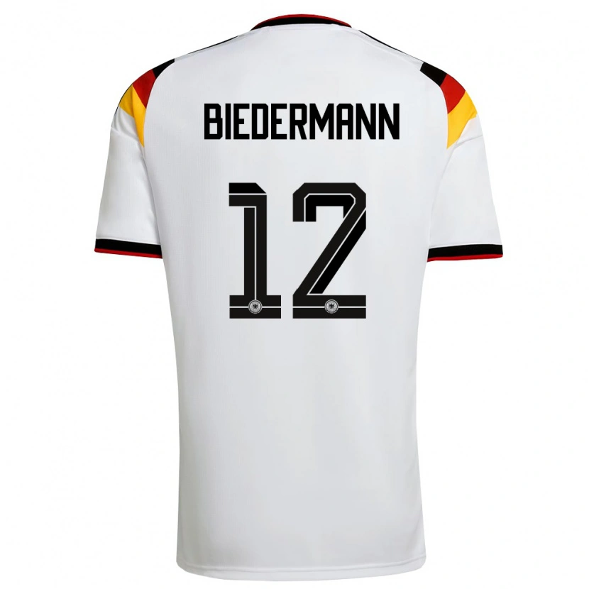 Danxen Mujer Camiseta Alemania Nico Biedermann #12 Blanco Negro Rojo 1ª Equipación 26-28 La Camisa México