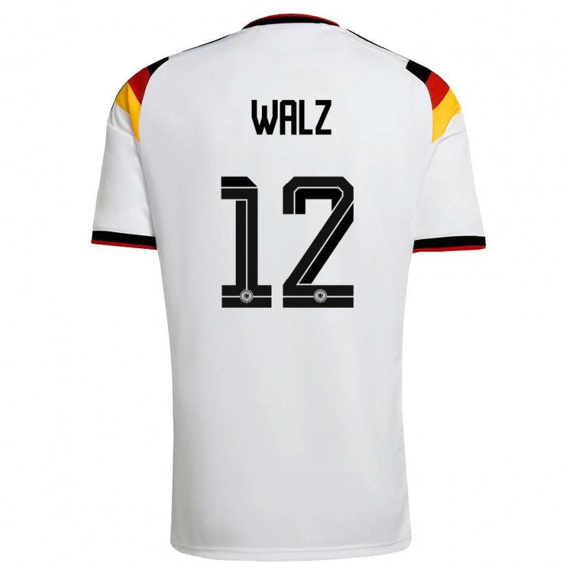 Danxen Mujer Camiseta Alemania Tom Walz #12 Blanco Negro Rojo 1ª Equipación 26-28 La Camisa México