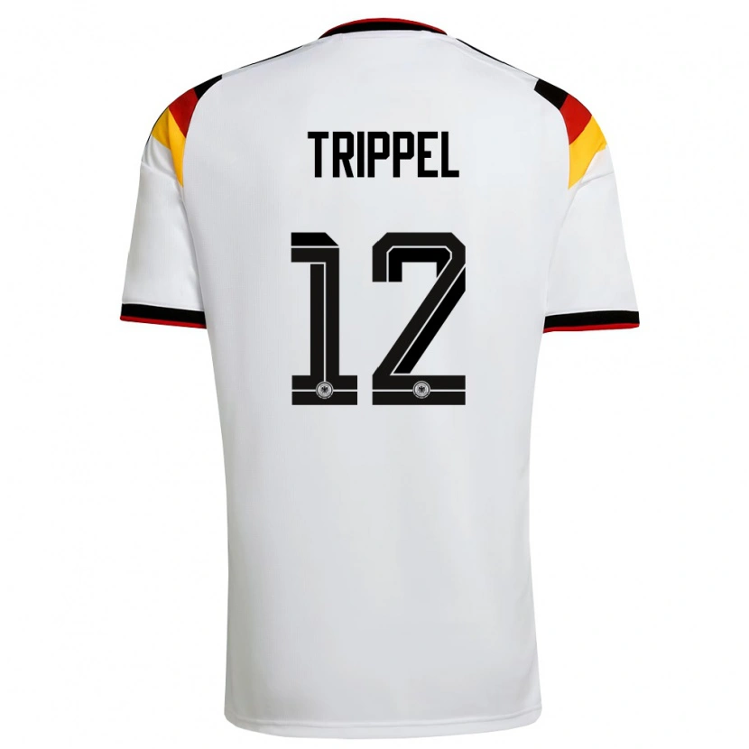 Danxen Mujer Camiseta Alemania Marcello Trippel #12 Blanco Negro Rojo 1ª Equipación 26-28 La Camisa México